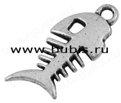 Подвеска Рыбка 20 3D кости 28*12*2,8мм античное серебро (литьё)