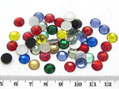 Кабошон декоративный 28 Страз гранёный 8*8*3мм МИКС цветов (резин) (50шт.)