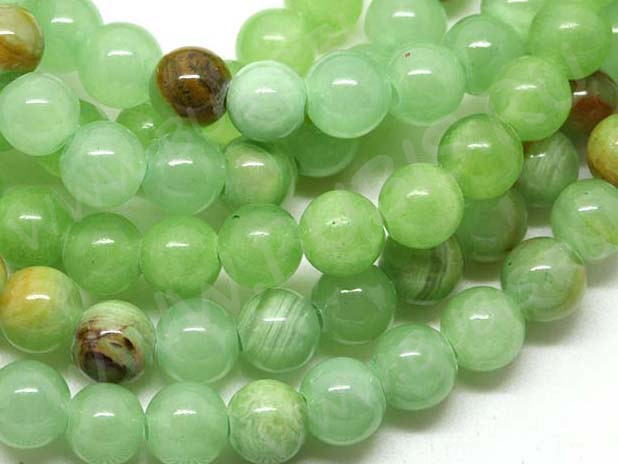 (СКИДКИ!!!) Бусина округлая 10мм Мраморный Оникс бл.св.зелёный (камни) (10шт.)