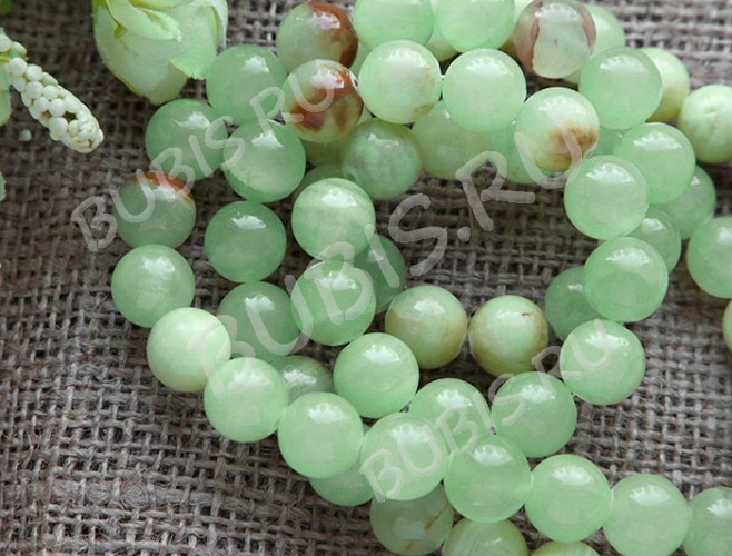 (СКИДКИ!!!) Бусина округлая 10мм Мраморный Оникс бл.св.зелёный (камни) (10шт.)