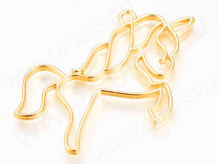 Подвеска Рамка 32 Единорог 66*39*2,5мм золотистая (литьё)