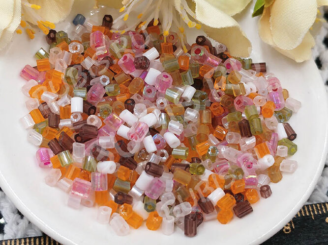 Бисер для проставок 12 рубка 2-3*2-2,5мм МИКС полупрозрачно-непрозрачный (стекло) (20г)