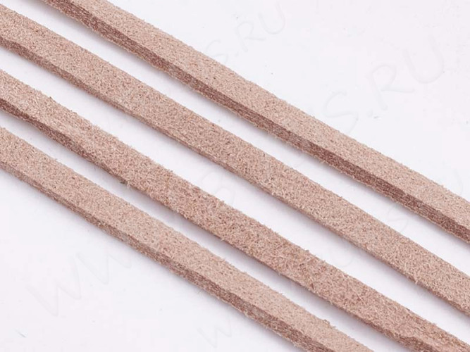 Замшевый шнур 04 плоский 4*1,4мм светло-коричнево-розовый (1м)