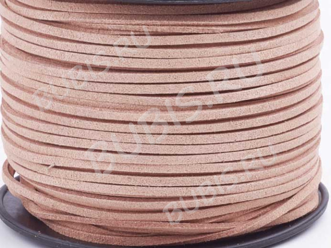 Замшевый шнур 04 плоский 4*1,4мм светло-коричнево-розовый (1м)