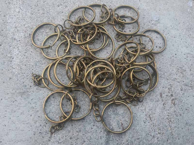 (СКИДКИ!!!) Карабин для брелка 19 Кольцо 25*25*2,3мм и цепочка 28*4,5*1,5мм античная бронза (Iron)(10шт)