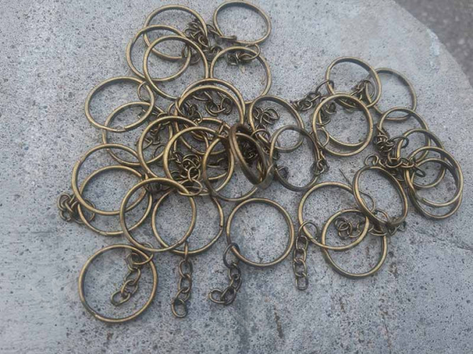 (СКИДКИ!!!) Карабин для брелка 19 Кольцо 25*25*2,3мм и цепочка 28*4,5*1,5мм античная бронза (Iron)(10шт)