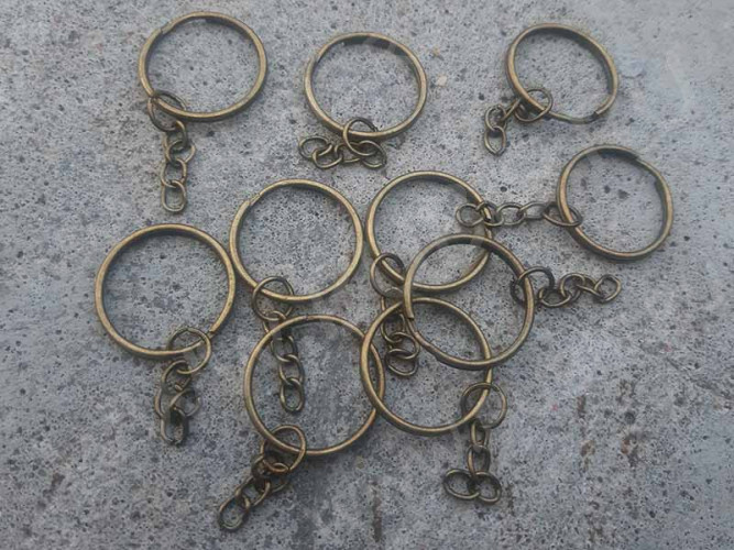 (СКИДКИ!!!) Карабин для брелка 19 Кольцо 25*25*2,3мм и цепочка 28*4,5*1,5мм античная бронза (Iron)(10шт)