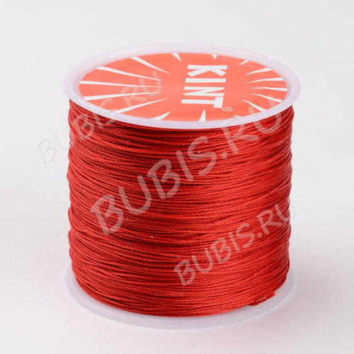 (ОПТ) Вощёный полиэстеровый шнур нить 0,45мм красный (160м)
