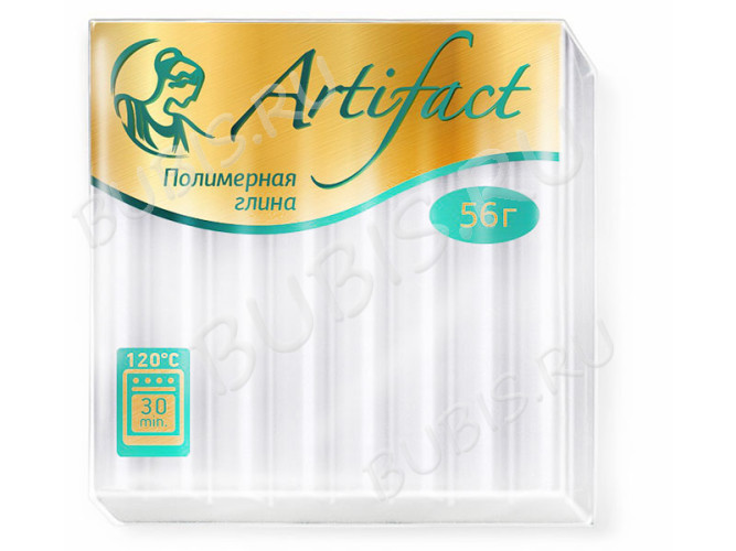 Полимерная глина Артефакт 201 белый с блестками 56г.
