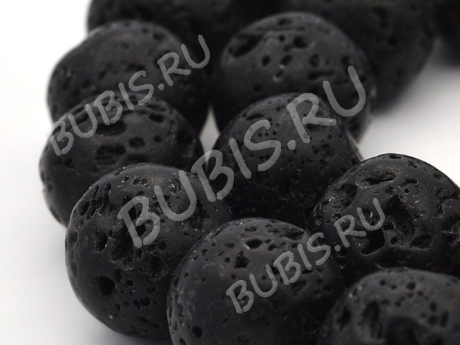 Бусина округлая 16мм Лава вулканическая чёрная (камни)