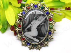 Кулон 30 коннектор Мерлин Монро ню 56*48*2,8мм античная бронза и мультиколор (металл, резин и стекло)