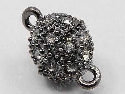 Магнитный замочек №27 Шар со стразами 14,5*9,5*9,5мм черный никель (сплав и стекло)
