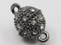 Магнитный замочек №27 Шар со стразами 14,5*9,5*9,5мм черный никель (сплав и стекло)
