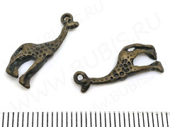 Подвеска Жираф 05 3D 20*8*2,5мм античная бронза (литьё)