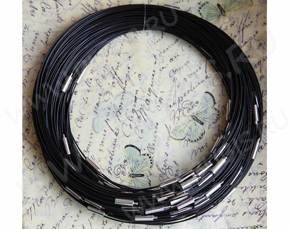 Чокер 01 основа (заготовка) для колье из стальной проволоки с покрытием чёрный (45см)