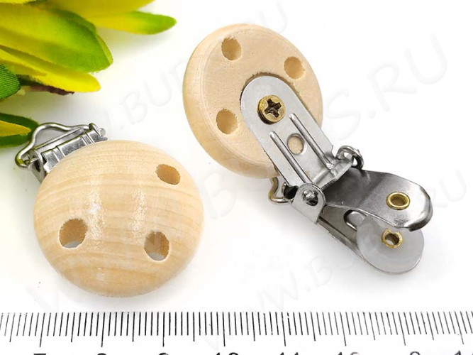 Клипса для соски 01 держатель пустышки 46*29*17мм белое дерево и цвет платины (дерево и Iron)