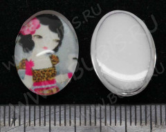 Кабошон стеклянный 12 Овал 18*13*5,8мм рисунок 22 (стекло)