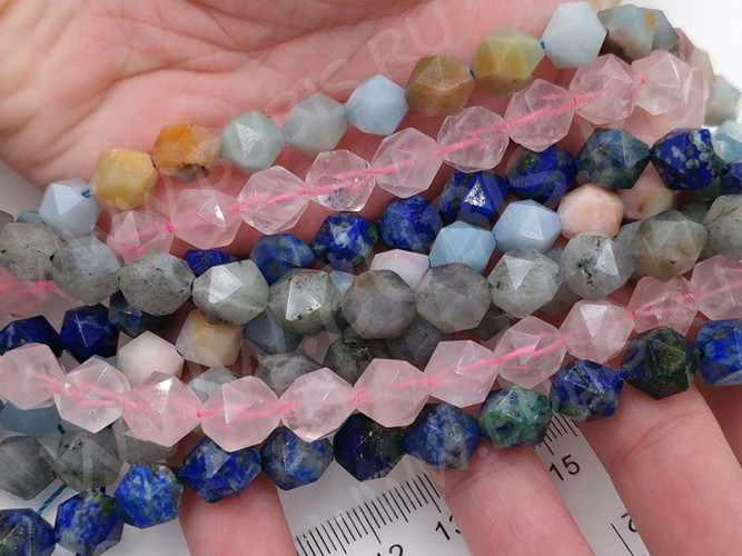 Бусина каменная Многогранник 06 10*9*9мм Лабрадорит светлый натуральный (камни)