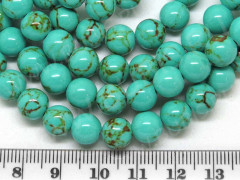 (СКИДКИ!!!) Бусина округлая 8мм Говлит бирюзовый пресс. (камни) (10шт.)