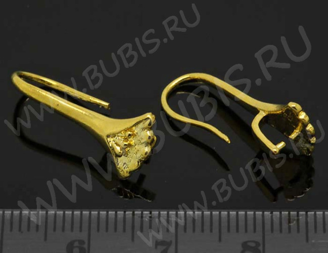 Швензы-крючки №030 с цветочками 21*9*8,5мм золотистые (LUX Китай) (Brass) (1пара)