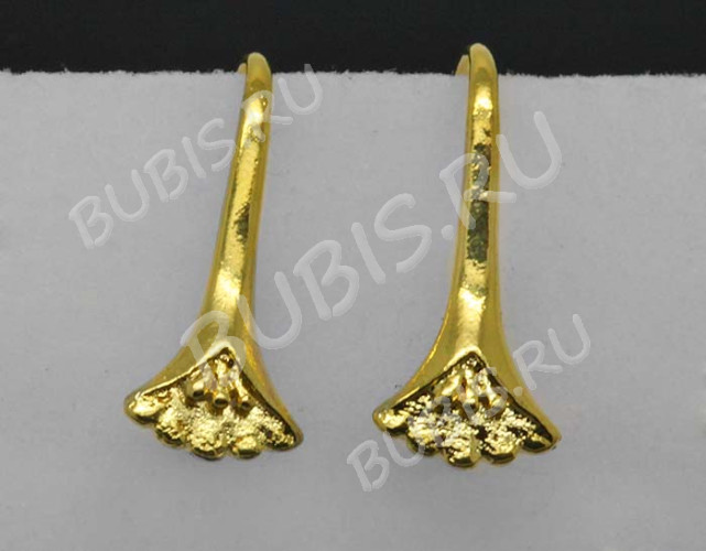 Швензы-крючки №030 с цветочками 21*9*8,5мм золотистые (LUX Китай) (Brass) (1пара)