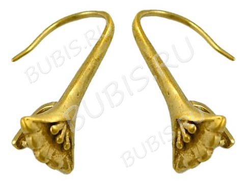 Швензы-крючки №030 с цветочками 21*9*8,5мм золотистые (LUX Китай) (Brass) (1пара)