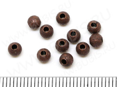 (ОПТ) Бусина Шарик металлический &quot;сахарный&quot; 4мм античная медь (Brass) (50шт.)