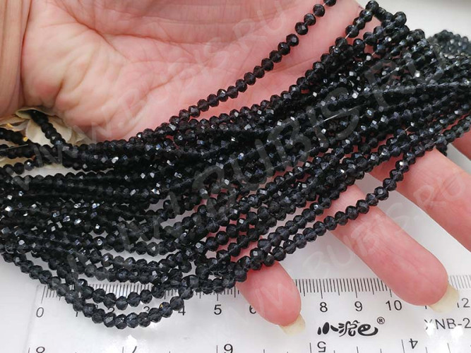 (СКИДКИ!!!) Бусина кристалл гранёный абакус 4,3*4*3,5мм т.серый прозрачный (имитация Сваровски) (100шт.)