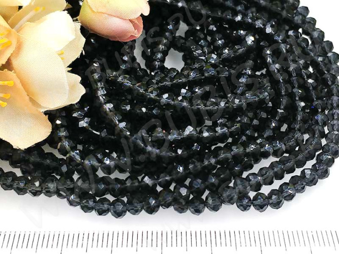 (СКИДКИ!!!) Бусина кристалл гранёный абакус 4,3*4*3,5мм т.серый прозрачный (имитация Сваровски) (100шт.)