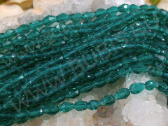 (ОПТ) Бусина Капля гранёная 6*4*4мм изумрудная прозрачная (имитация Сваровски) (НИТЬ)