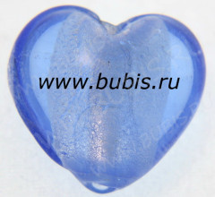 128 Бусина Сердце с серебром 12*12*8мм цвет 08 св.синий (венецианское стекло)