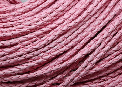 Шнур кожаный 05 кожзам плетёный круглый 3мм розовый (1м)