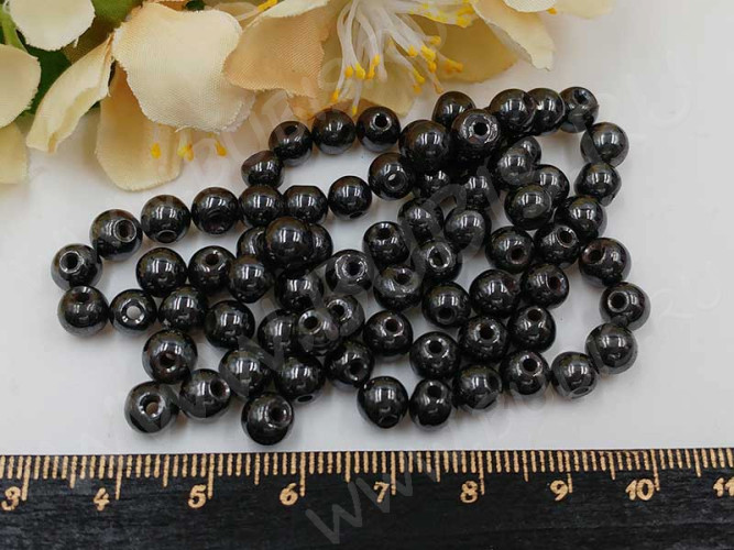 (СКИДКИ!!!) Бусина округлая 5,5-6,5мм магнитный Гематит (камни)(20шт)