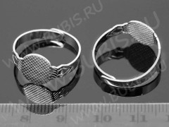 Основа (заготовка) для кольца 087 18мм со сплошной платформой 10мм цвет платины (Brass)