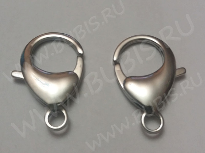 Замочек карабин №073 большой 33*22*5,5мм цвет платины (Хирургическая сталь)