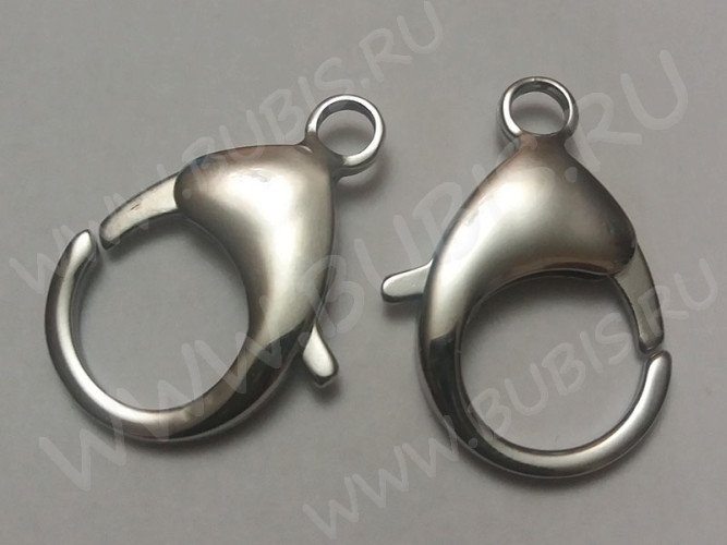Замочек карабин №073 большой 33*22*5,5мм цвет платины (Хирургическая сталь)