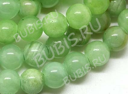 (ОПТ) Бусина округлая 10мм Мраморный Оникс светло-зелёный (камни) (НИТЬ)