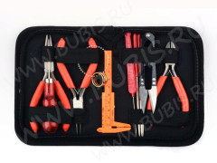 Комплект инструментов 08 набор в &quot;кожаном&quot; органайзере 10 предметов 15,5*11*2,8см чёрный (инструменты для бижутерии)
