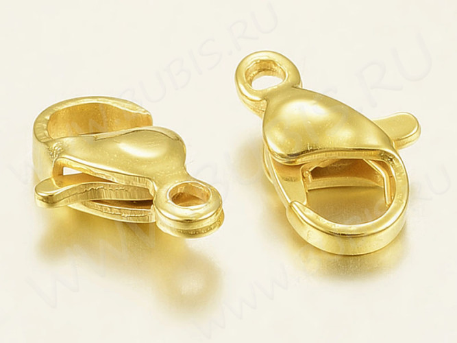 Замочек карабин №085 10*6,5*3,5мм золотистый (Хирургическая сталь)