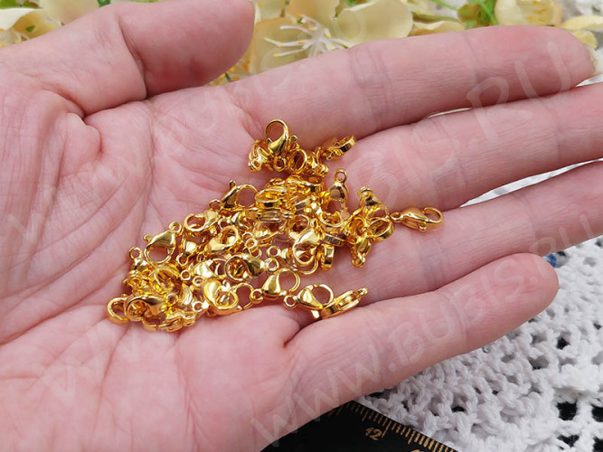 Замочек карабин №085 10*6,5*3,5мм золотистый (Хирургическая сталь)