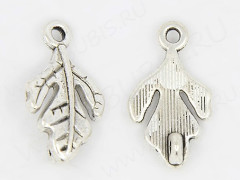 Подвеска Листик 17 коннектор 19,5*11*2мм античное серебро (литьё)