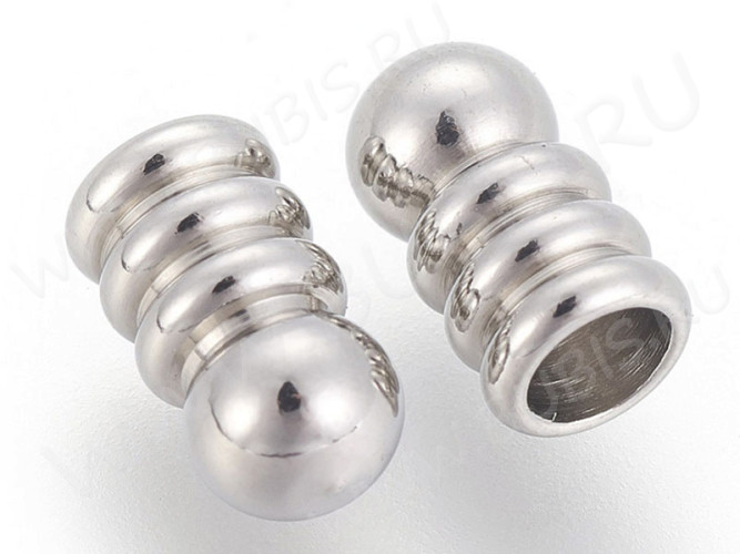 Концевик 116 с кольцами и шаром 8,1*4,4мм для шнура до 3мм цвет платины (Хирургическая сталь)