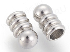 Концевик 116 с кольцами и шаром 8,1*4,4мм для шнура до 3мм цвет платины (Хирургическая сталь)