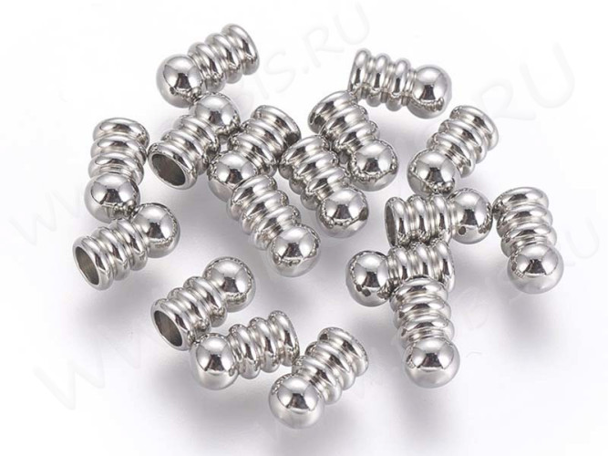 Концевик 116 с кольцами и шаром 8,1*4,4мм для шнура до 3мм цвет платины (Хирургическая сталь)