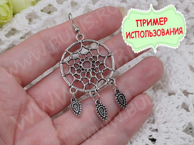 306 Коннектор на 3 нити Ловец снов 34*29*1,8мм античная бронза (литьё)