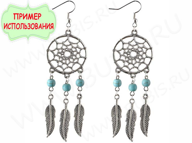 306 Коннектор на 3 нити Ловец снов 34*29*1,8мм античная бронза (литьё)