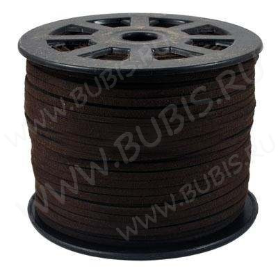 Замшевый шнур 06 плоский 6*1,5мм тёмно-коричневый (1м)
