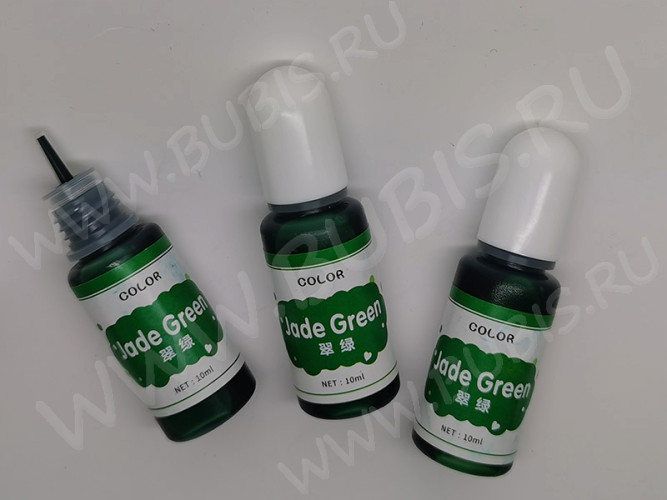 Краситель 01 Колер для смолы прозрачный Зелёный нефрит Jade Green (Transparent Colorant)(10мл)