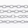 Купить Цепочка S46 Ювелирная сталь простое плетение плоское звено с узором тонкая 3,5*2,4*0,4мм цвет платины (Хирургическая сталь) (50см) с доставкой по России