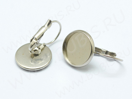 Швензы с французским замком №56 с сеттингом 10мм 20*12*12мм цвет платины (Хирургическая сталь) (1 пара)